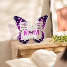 Gifts for Mum, Butterfly-Shaped Acrylic Plaque, Mum Birthday Gifts, Mum Valentine Gift, Best Mum Gifts from Daughter Son, Mum Mother's Day Gift Presents