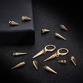 UNICRAFTALE - 24 piezas de abalorios de latón dorado claro, hipoalergénico estilo punk, colgantes de punta para hacer collares, arete, pulseras, joyería, No es una piedra preciosa