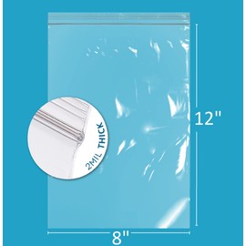 GPI - 8" x 12", Pack of 100, Clear Plastic Reclosable Zip Bags, 2 Mil Thick, Zip Poly Bags with Resealable Lock Seal Zipper For Food, Apparel, Medical, Household & Office Supplies