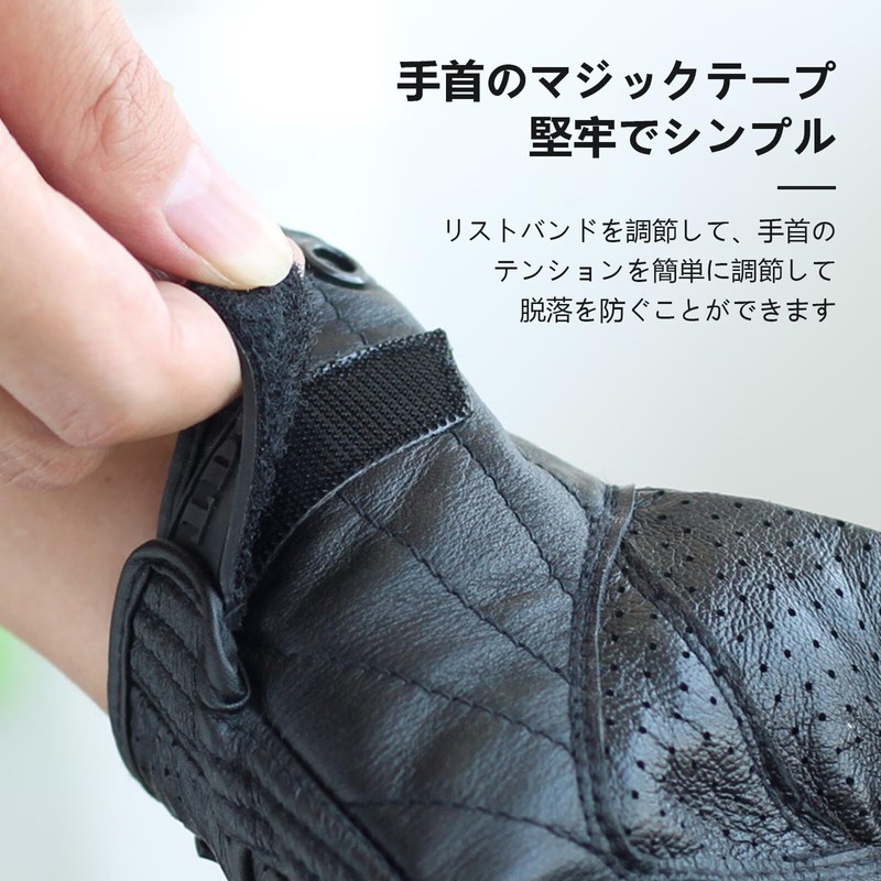 [LEZOOY] Motorcycle Gloves Summer Half Finger Genuine Leather Goatskin Hard