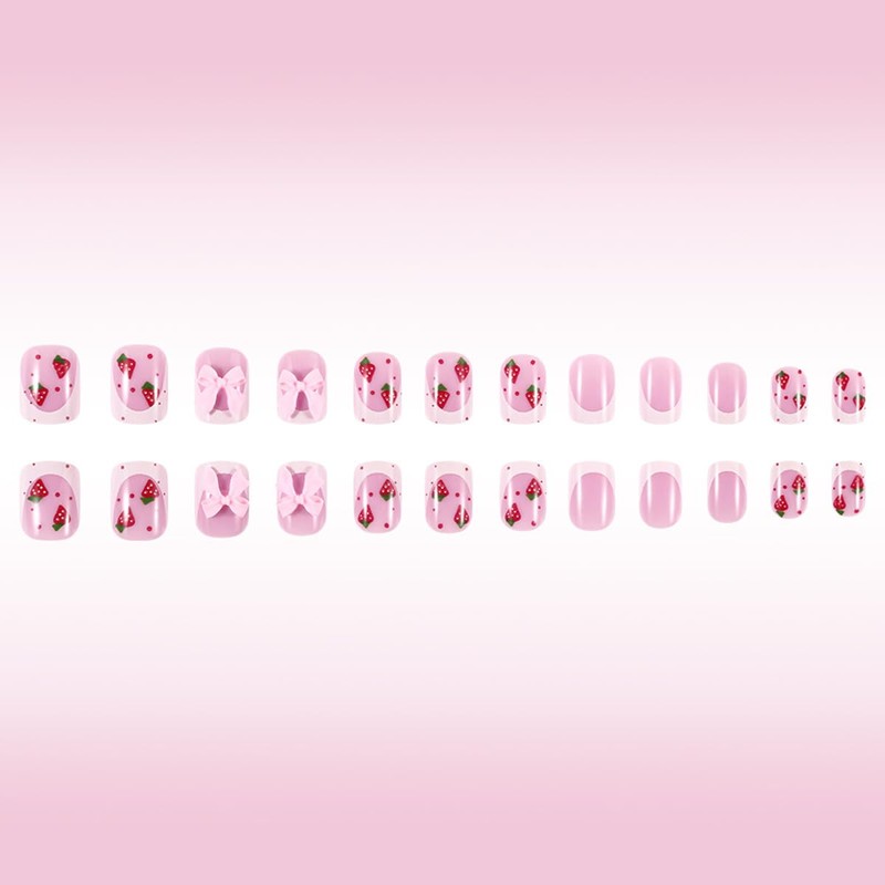 24Pcs White French Press on Nails Short Square XUNCUNFAN Fake