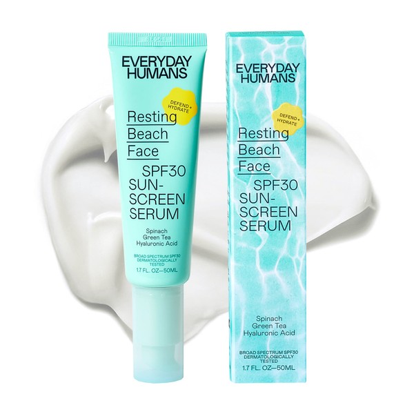EVERYDAY HUMANS SPF30 PA +++ Sheer Sunscreen Serum Primer, 1.7oz | Light Glow Finish with Hyaluronic Acid | Make-Up Primer SPF Moisturizer For All Skin Types | Resting Beach Face