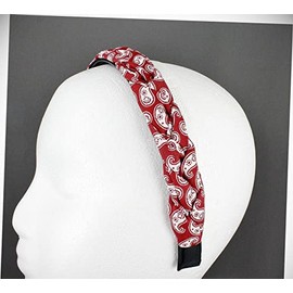 Perfect Hairstyle with Our Hair Accessories - Drk Red White Braided Headband Soft Fabric Covered Band Grip Teeth Braid Paisley Fashionable Hair Accessory Hair Jewelry Accessories for Lady Women