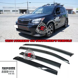 BaysonR Fits 14-18 Subaru Forester OE-Style Side Window Rain Guard Visors + Clips