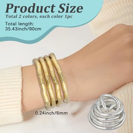 SUNNYCLUE 1 Box 2 Pack Bendable Snake Necklace Bendable Snake Chain 35 Inch Gold Silver Metal Versatile Flexible Adjustable Choker Chains for Jewellery Making Necklace Bracelet DIY Crafts Supplies
