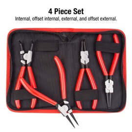 SUNEX TOOLS 3614V Snap Ring Pliers Set, 7" Internal Use Straight Nose Pliers, 7" Internal Use Bent Nose Pliers, 7" External Use Straight Nose Pliers, 7" External Use Bent Nose Pliers, 4Piece