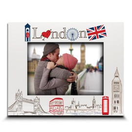 BELLA BUSTA-London Picture frame-Wedding, Honeymoon, Vacation in London- UV Print London symbols Design set (5x7 Horizontal)