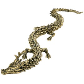 Levemolo Copper Dragon Statue Decorative Dragon Sculpture for Desktop Unique Craft Decor for Design for Dragon Enthusiasts