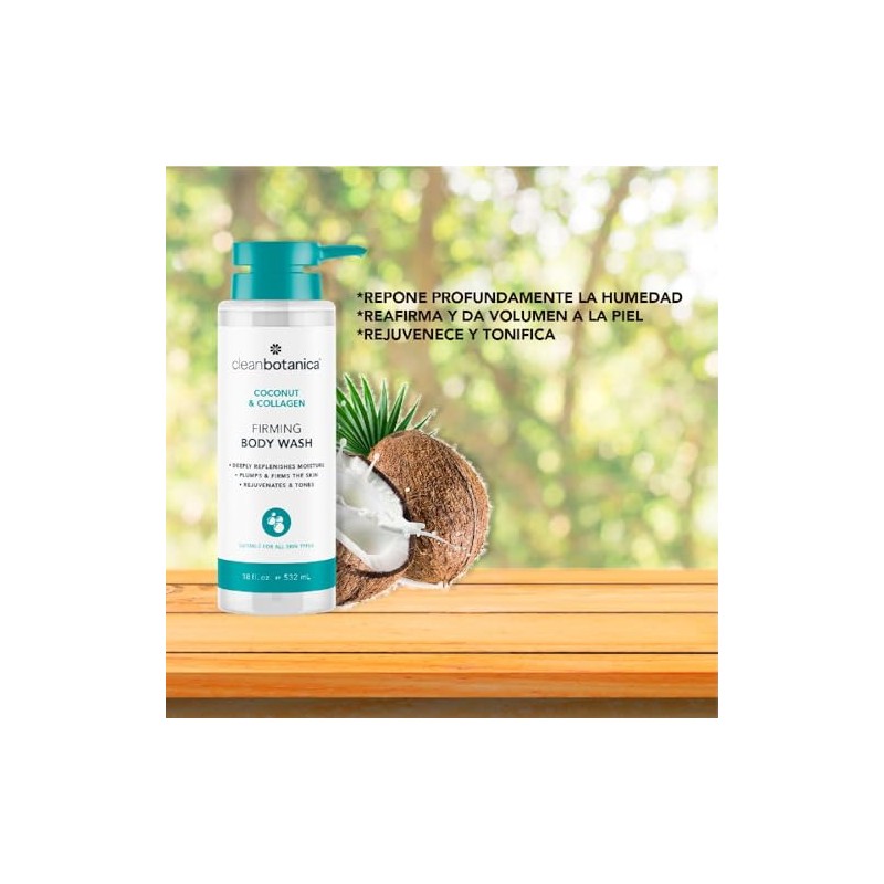 CLEAN BOTÁNICA, Gel de Baño con Coco y Colágeno, Exfoliante
