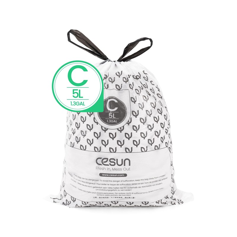 Cesun Code C Drawstring Trash Bags 90 Count, Pre Cut