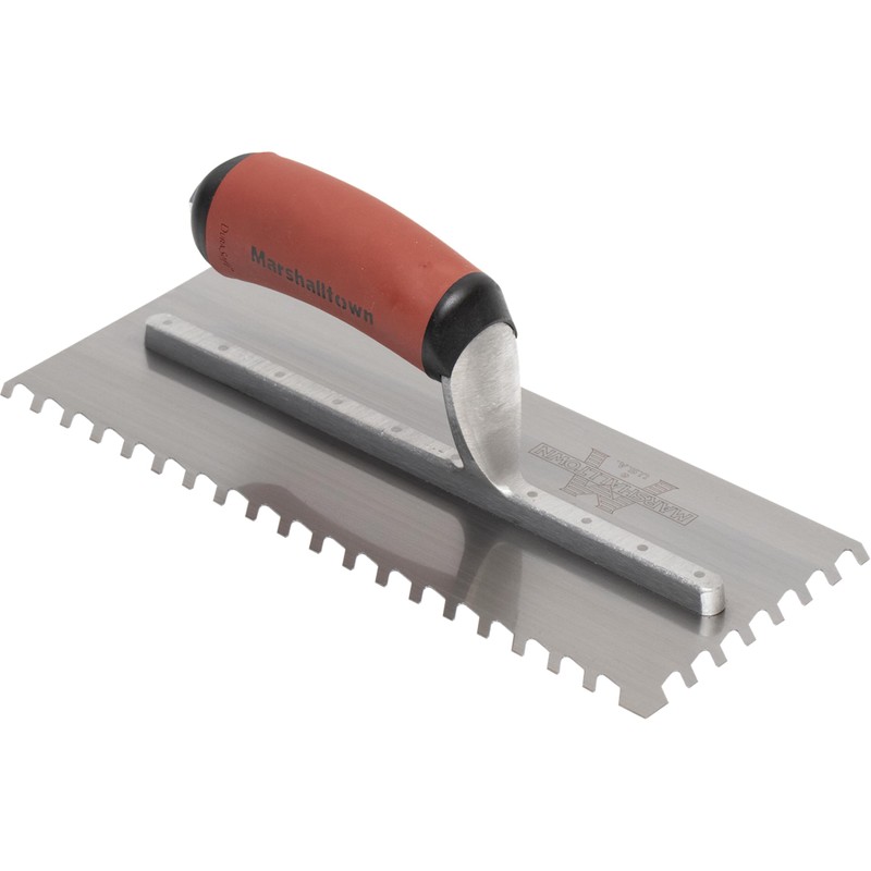 MARSHALLTOWN LayFlat Notch Trowel, 11x4 1/2 Inch, 3/8 Inch Notches,
