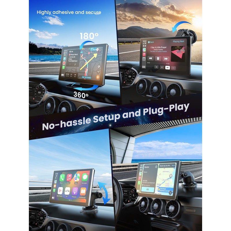 Portable CarPlay Screen for Car, 9'' Wireless Apple CarPlay &