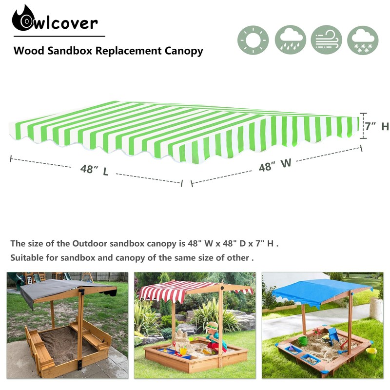 Owlcover Wood Sandbox Replacement Canopy - Green Top Cover for