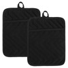 Sibba Black Pot Holders with Pocket, 2 Pcs Cotton Heat