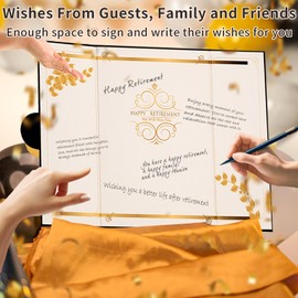 TONGXI Retirement Party Decorations Card for Women Men Coworkers Signing, Black Gold Large Guest Book Alternatives Farewell We Will Miss You Officially Retired Gifts Congratulations Supplies