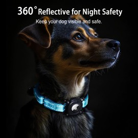 LLUAII Airtag Dog Collar, Reflective Martingale Dog Collar with IP68 Waterproof Airtag Holder, Quick Release Buckle Soft Padded Collars for Large Medium Small Dogs, Blue