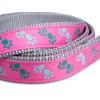 Petface Paws Print Dog Lead, Medium, Cerise/Grey