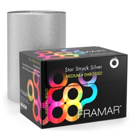 Framar Star Struck Rollo de papel de aluminio en relieve plateado, láminas para el cabello para resaltar, mediano, 320 pies