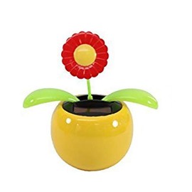 Navillus Solar Powered Dancing Flower, Lily, Rose, Sunflower, Petunia Office Desk & Car Decor (Petunia in Red Pot)