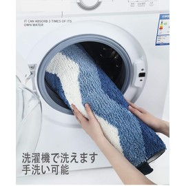 Joy-yong Bath Mat, Large, Scandinavian Entrance Mat, Indoor Fashionable, Feng Shui Bathroom Foot Wipe Mat (31.5 x 19.7 inches (80 x 50 cm), Water Ripples Help Luck - Blue