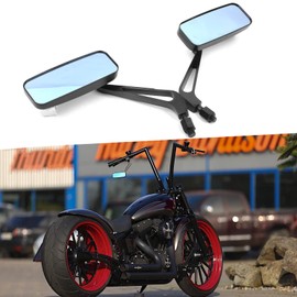DREAMIZER 8mm/10mm Black Motorcycle Universal Rectangle Rear View Side Mirrors Compatible for Harley Street Bike Scooter Chopper Cruiser Sportster Dyna Softail Dirt Bike