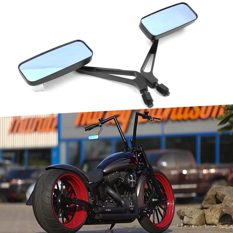 DREAMIZER 8mm/10mm Black Motorcycle Universal Rectangle Rear View Side Mirrors