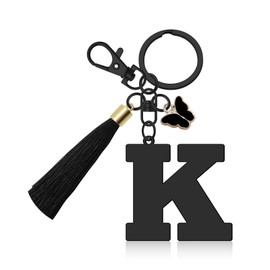 Initial Letter Keyring for Daughter Sisters Birthday Gift Letter A-Z Keychain with Butterfly Tassel Initial Keychain Gifts for Women Alphabet Initials Keyring for Purse Backpacks Handbags (Letter K)