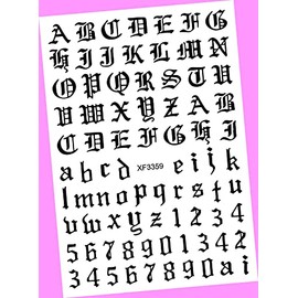 Laser Gold Art Latin Roman English Alphabet Letters Numbers 3D Nail Art Sticker Black for Nails Design Nail Art Stickers Decals Supplies Manicure Tips Sticker Colorful for Nail Decorations