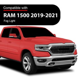 DOTCOM Front Bumper LED Fog Lights Lamps & Bracket & Fog Lights Cover Kit Compatible with Dodge Ram 1500 2019-2021 68273291AB, 68273292AB, 68312234AB, 82215273AB, CH2592158, CH2593158