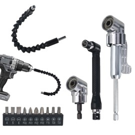 105° Angle Screwdriver Attachment Adapter, 14-Piece Angle Screwdriver Attachment Set, Corner Tool Screw Hub, Angle Drill Attachment, Angle Attachment for Cordless Screwdriver for Garage Builders