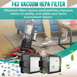 2Pcs F43 HEPA Filter and Foam Filters for Dirt Devil Easy Lite Cyclonic Quick Vac UD20005 and Extreme Cyclonic Quick Vac UD20010 Upright Vacuum, 2PY1105000 1PY1106000 HEPA Filter and Foam Filter