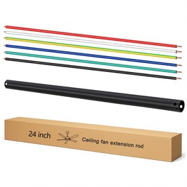 Feylan 24 Inch Ceiling Fan Downrod with UL Wires, Matte Black, 1-Inch Diameter, Unthreaded