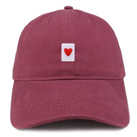 Trendy Apparel Shop Heart Playing Card Patch Low Profile Soft Cotton Baseball Cap - Maroon