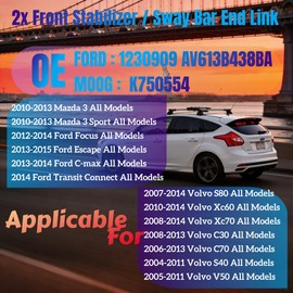 K750554 Front Suspension Sway Stabilizer Bar End Drop Link Kit 2 Pcs Automotive Replacement Parts 2012-2015 Ford Focus Escape C-Max 2010-2013 Mazda 3 2004-2014 Volvo XC60 C70 S40 C30 V50 C80 XC70