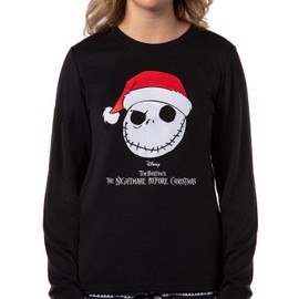 INTIMO The Nightmare Before Christmas Women's Jack Skellington Santa Jogger Pajama Set (X-Large) Black