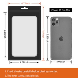 XFXIA 100 Pieces Mylar Bags, Resealable Smell Proof Bags with Zipper Lock and Clear Window, Aluminum Foil Pouch Bag for Candy Food Lip Gloss Packaging |Flat|Cute| (Black, 4.72×7.87 inches)