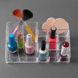 10-Compartment Acrylic Vanity Cosmetic Organizer Brush Organizer