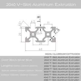 IXGNIJ 2040 V Slot Aluminum Extrusion European Standard Linear Rail for 3D Printer Parts and CNC DIY Blue 2X600mm