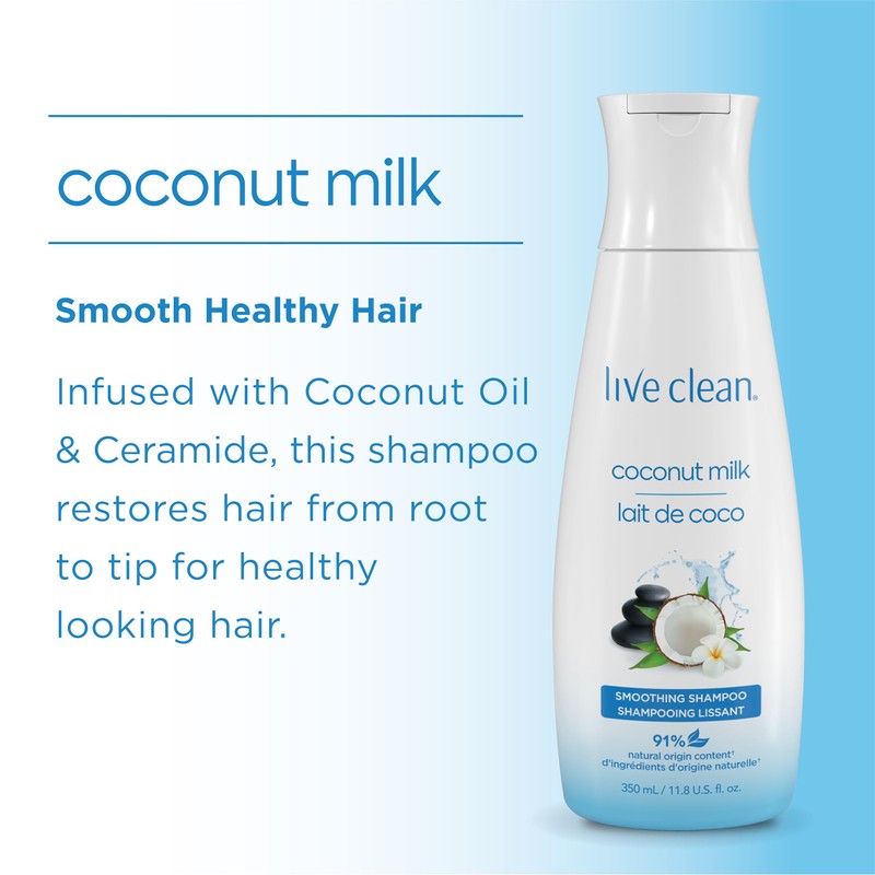 Live Clean Shampoo, Moisturizing Coconut Milk, 12 Oz