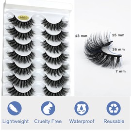 KOKAY KOKAY False Eyelashes Russian Strip Lashes Faux Mink Lashes 8 Pairs DD Curl, Reusable Fluffy 3D Fake Eyelashes Thick Soft Waterproof for Gift (K004,15MM)