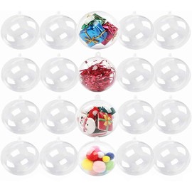 20 Pack Clear Ornaments Balls,Accfore DIY Plastic Fillable Christmas Decorations Tree Balls Baubles Craft Transparent Ball Gifts for Christmas Wedding Party New Years Present Home Decor,50mm