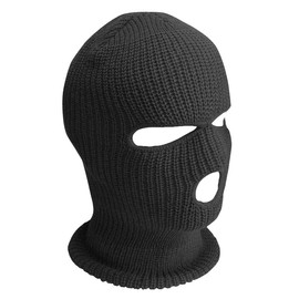 Winter Ski Mask 3 Hole Knitted Skull Balaclava Beanie Hat for Outdoor Sports winter warm face mask - Color: BLACK