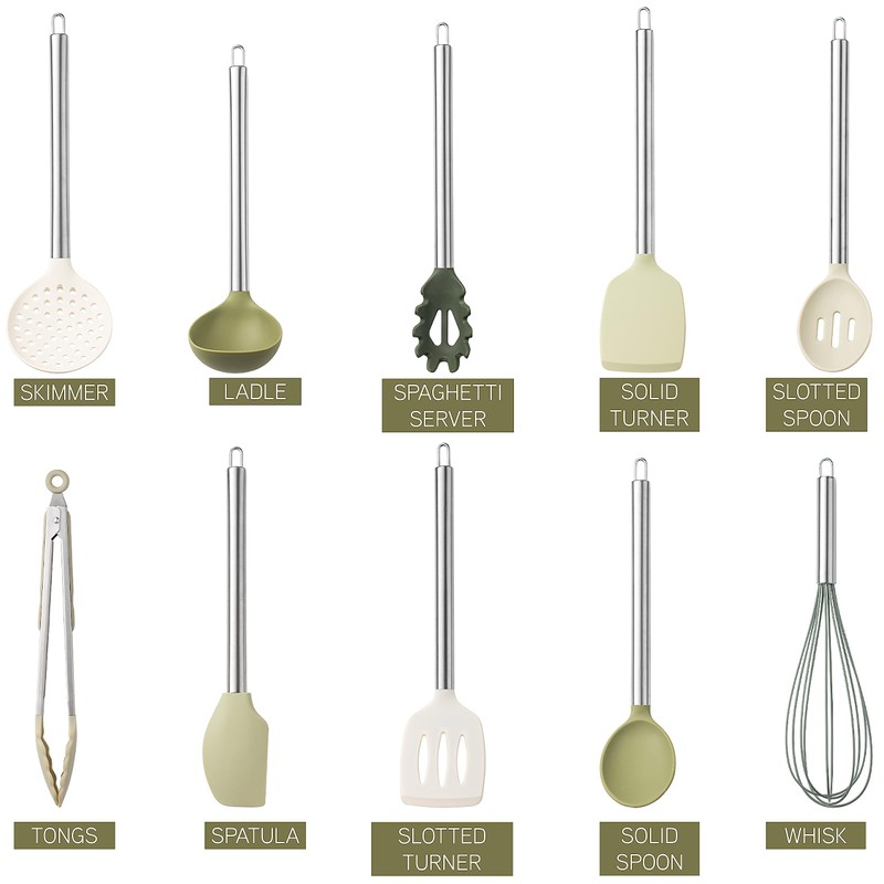 COOK WITH COLOR Silicone Cooking Utensils, Kitchen Utensil Set, Easy