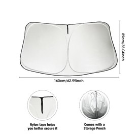 300T Thickened Car Windshield Sun Shade, Updated Version No-Light-Pass Technology for Ultimate Protection Keep Car Interior Cool, Sun Visor for car Fits Cars, Trucks, and SUVs（L, 63 * 35in）