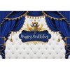 OERJU 10x8ft Royal Prince Birthday Backdrop Royal Blue and Gold