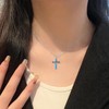 MEIDERBO Turquoise Cross Necklace 925 Sterling Silver Filigree Turquoise Cross