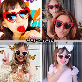 COASION Kids Polarized Heart Girls Sunglasses for Toddler Bendable Sunglasses Shades Age 2-8 (Black)