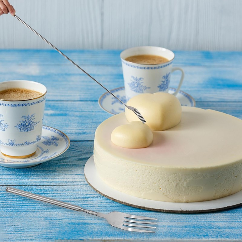 2 PCS Extendable Fork,8.66-25.59 Inch Extra Long Handle Telescopic Expandable