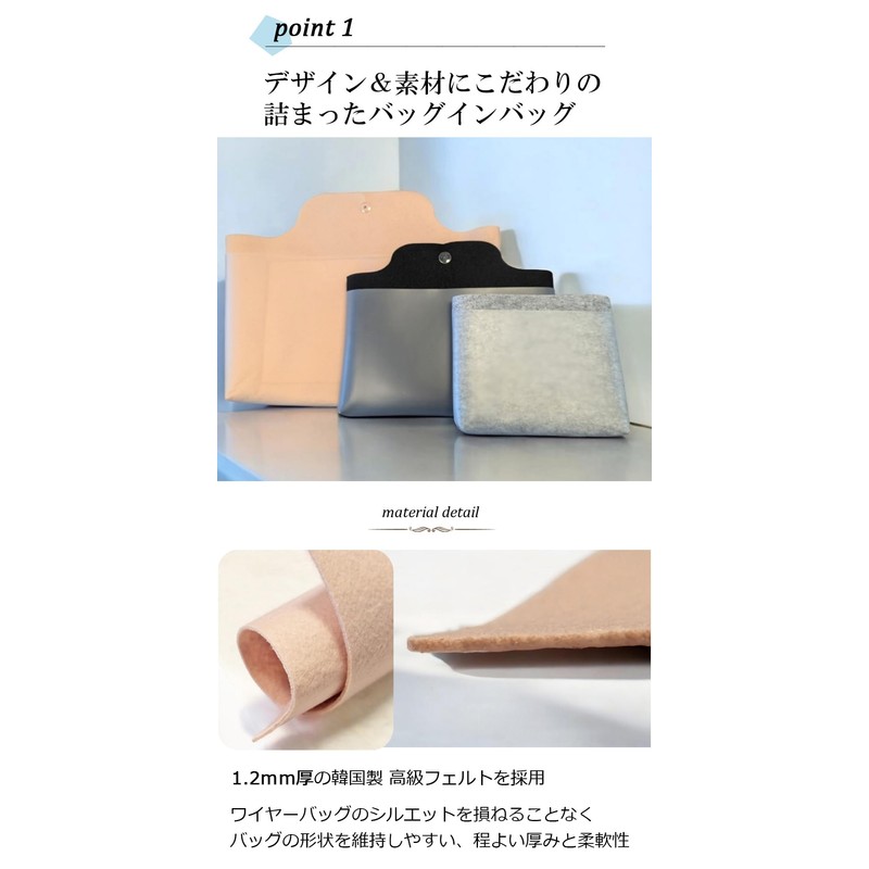 ワイヤーバッグ/ワイヤー編みバッグ用バッグインバッグスクエア型L/M/ミニ/縦長/Zサイズ/防水/ (グレー, ミニサイズ)