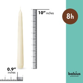 BOLSIUS Ivory Taper Candles - 3 Packs = Total 90 Candles - 8 Hours - Premium European Quality - Consistent Smokeless Flame - Unscented Dripless Candlesticks